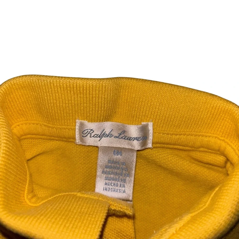 Ralph Lauren Kids Yellow Short Sleeve Pique Polo Shirt Blue Pony Logo‎ Size 6M